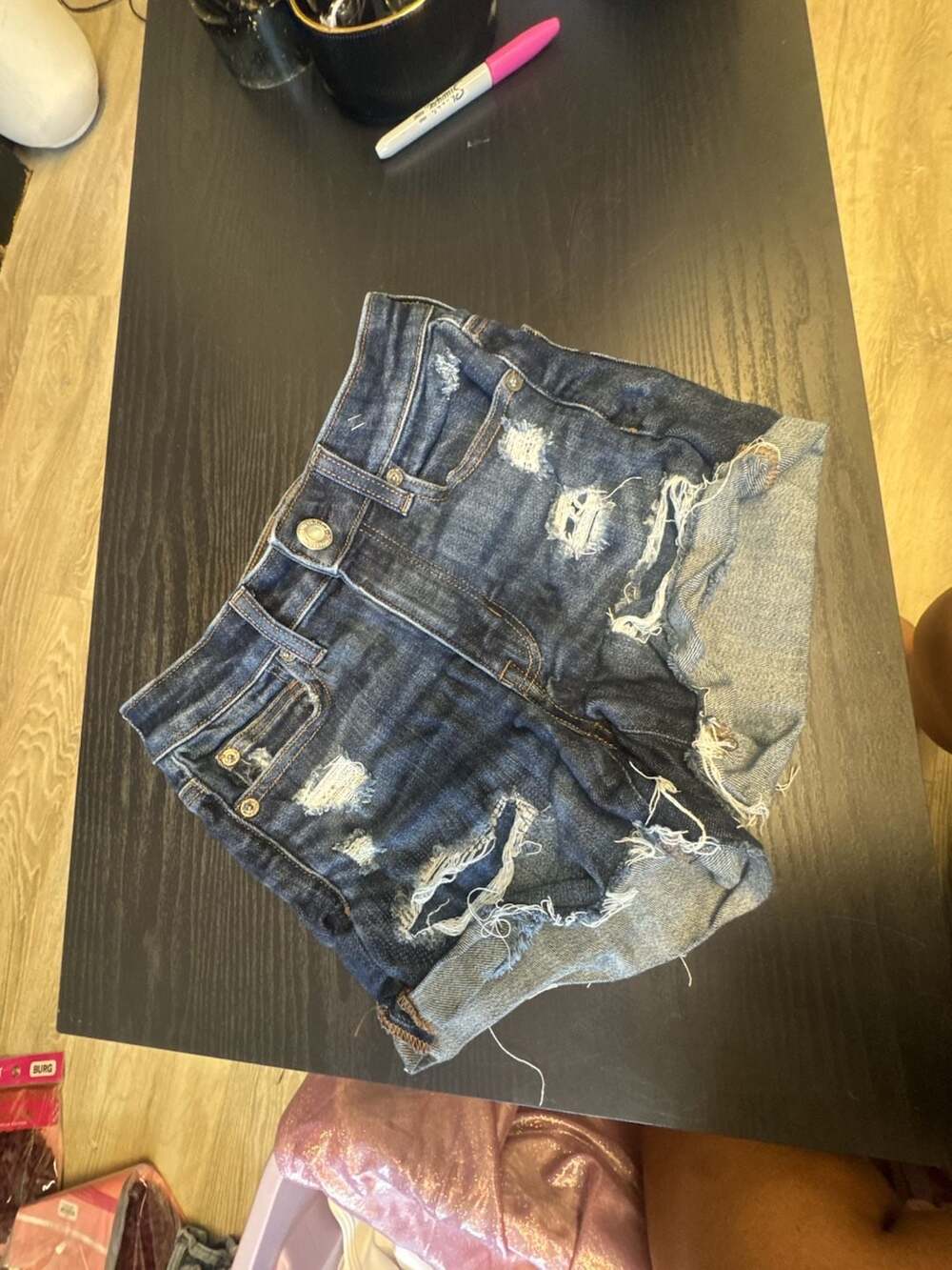 American Eagle Outfitters Denim Shorts Size 00 Distressed Dark Wash